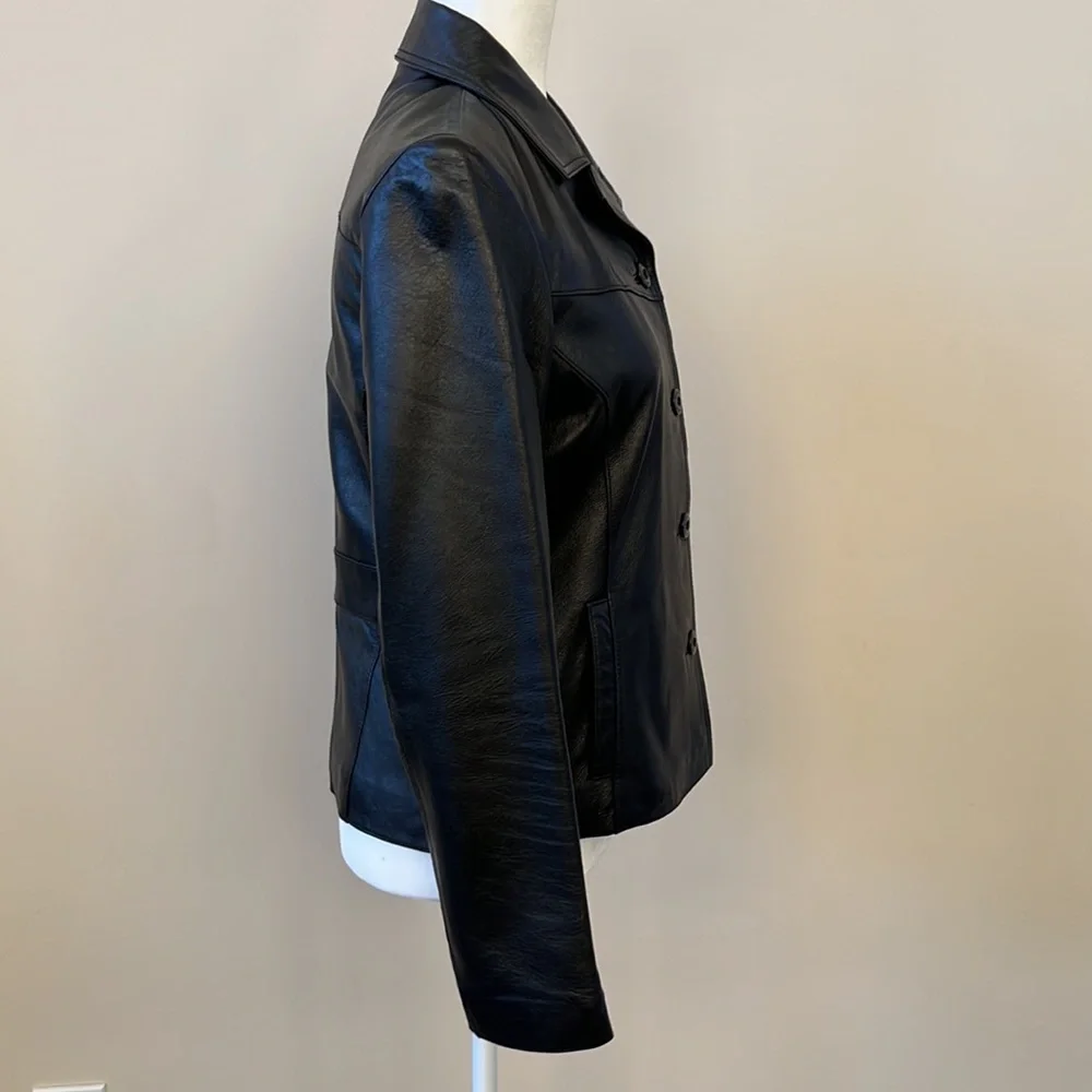 Wilsons Maxima - Genuine Black Leather Vintage 90’s Blazer - Size Medium - Picture 7 of 14